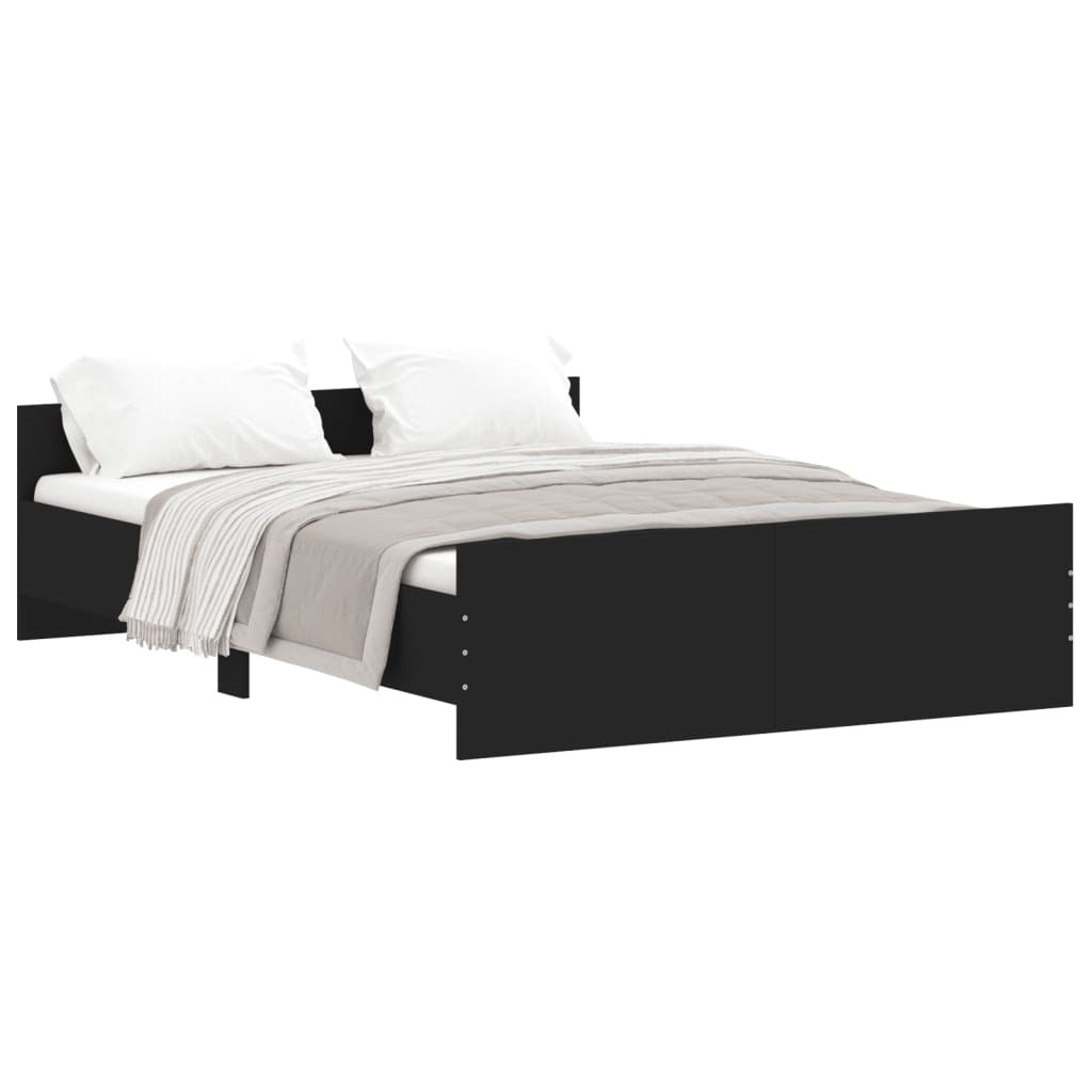 Bed Frame with Headboard and Footboard Black 140x190 cm