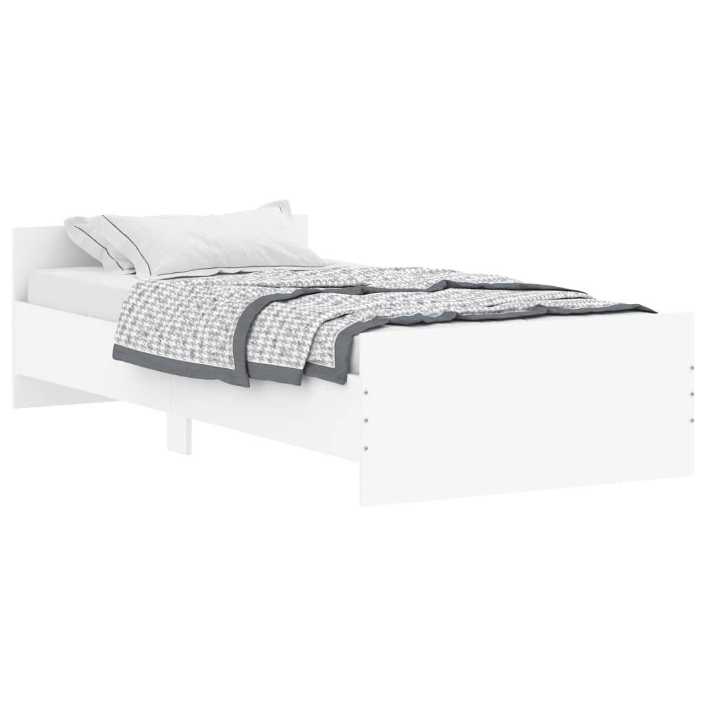 Bed Frame White 90x190 cm Single Engineered Wood