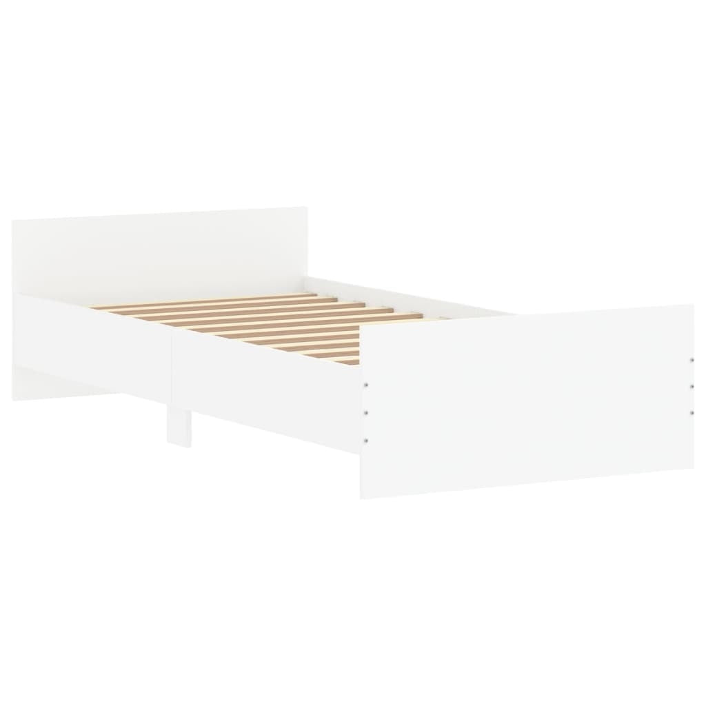 Bed Frame White 90x190 cm Single Engineered Wood