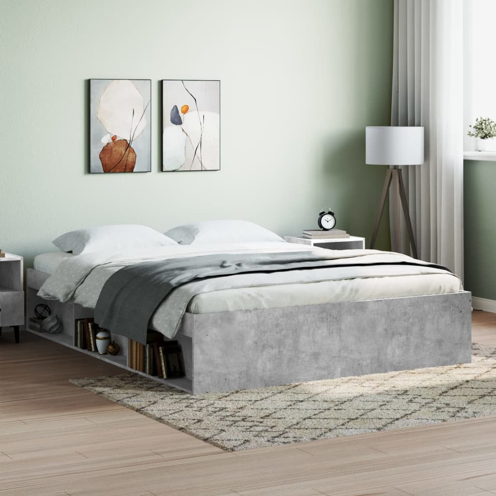 Bed Frame Concrete Grey 140x190 cm