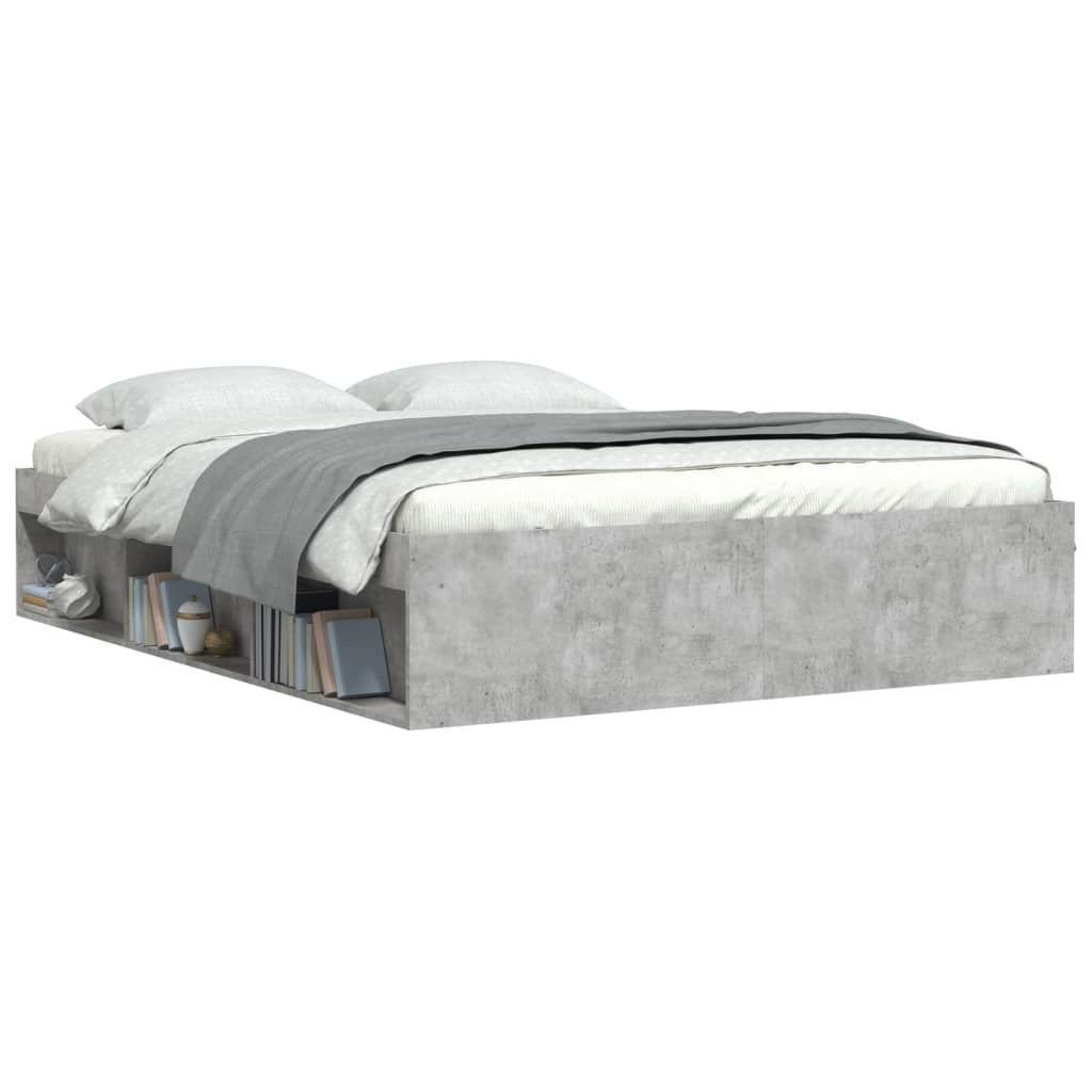 Bed Frame Concrete Grey 140x190 cm