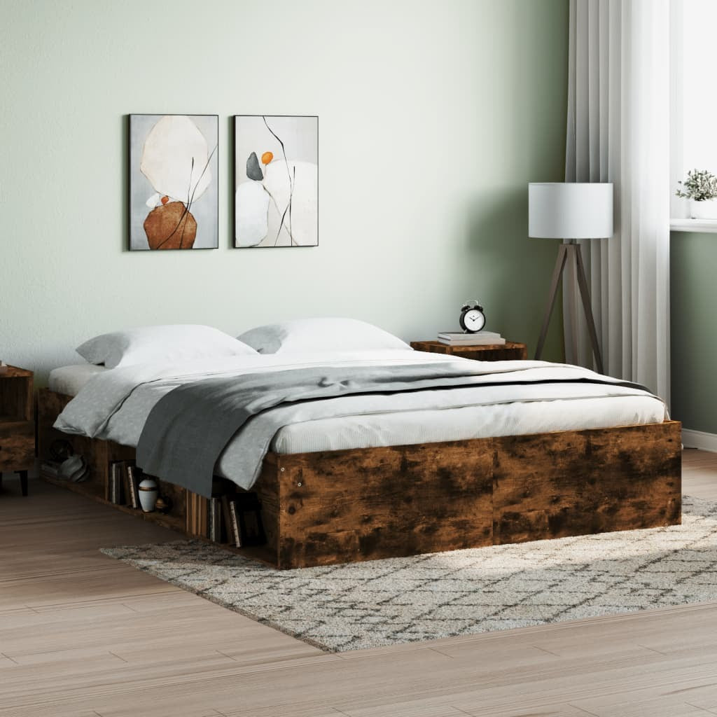 Bed Frame Smoked Oak 160x200 cm