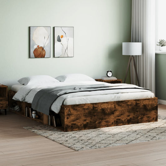 Bed Frame Smoked Oak 160x200 cm