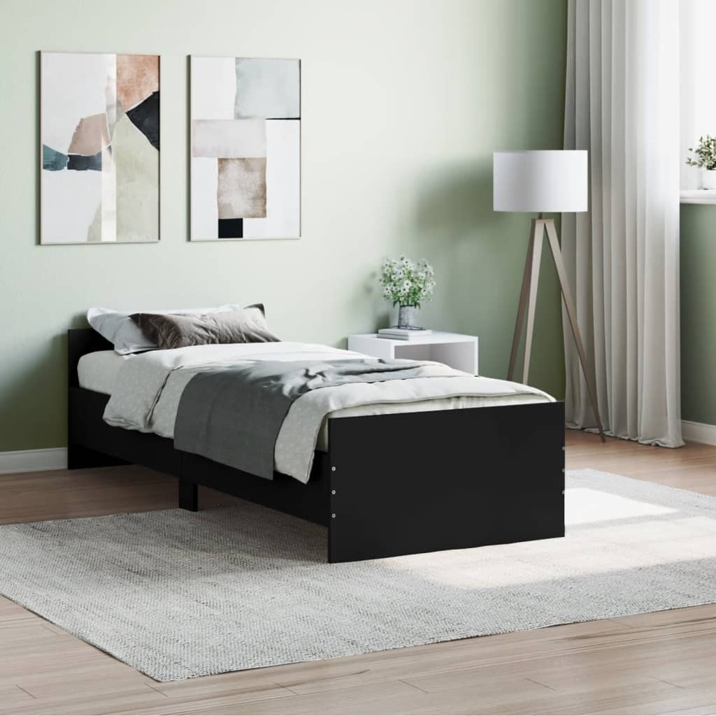 Bed Frame Black 75x190 cm Small Single Engineered Wood
