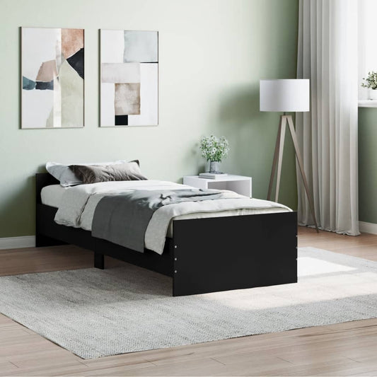 Bed Frame Black 75x190 cm Small Single Engineered Wood