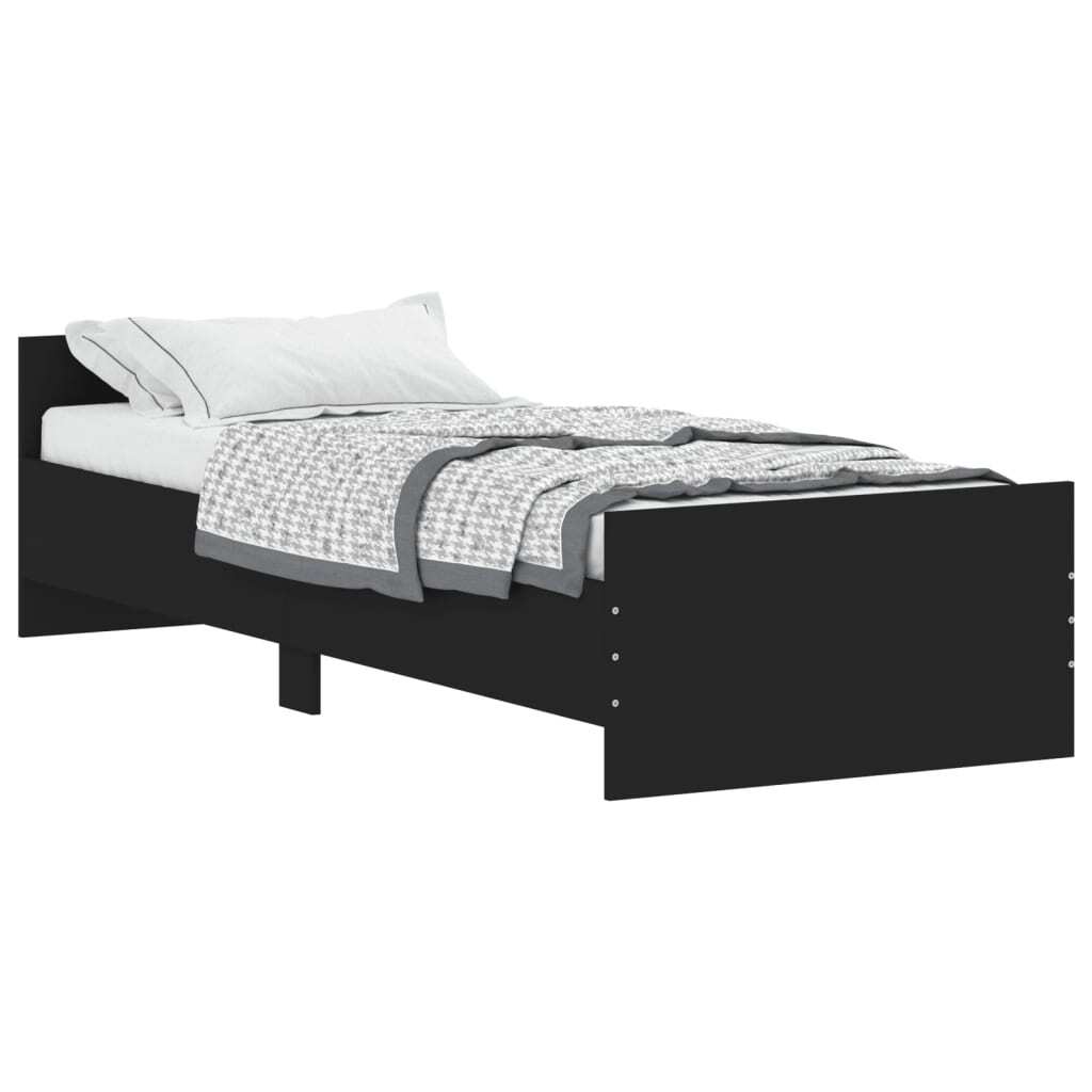 Bed Frame Black 75x190 cm Small Single Engineered Wood