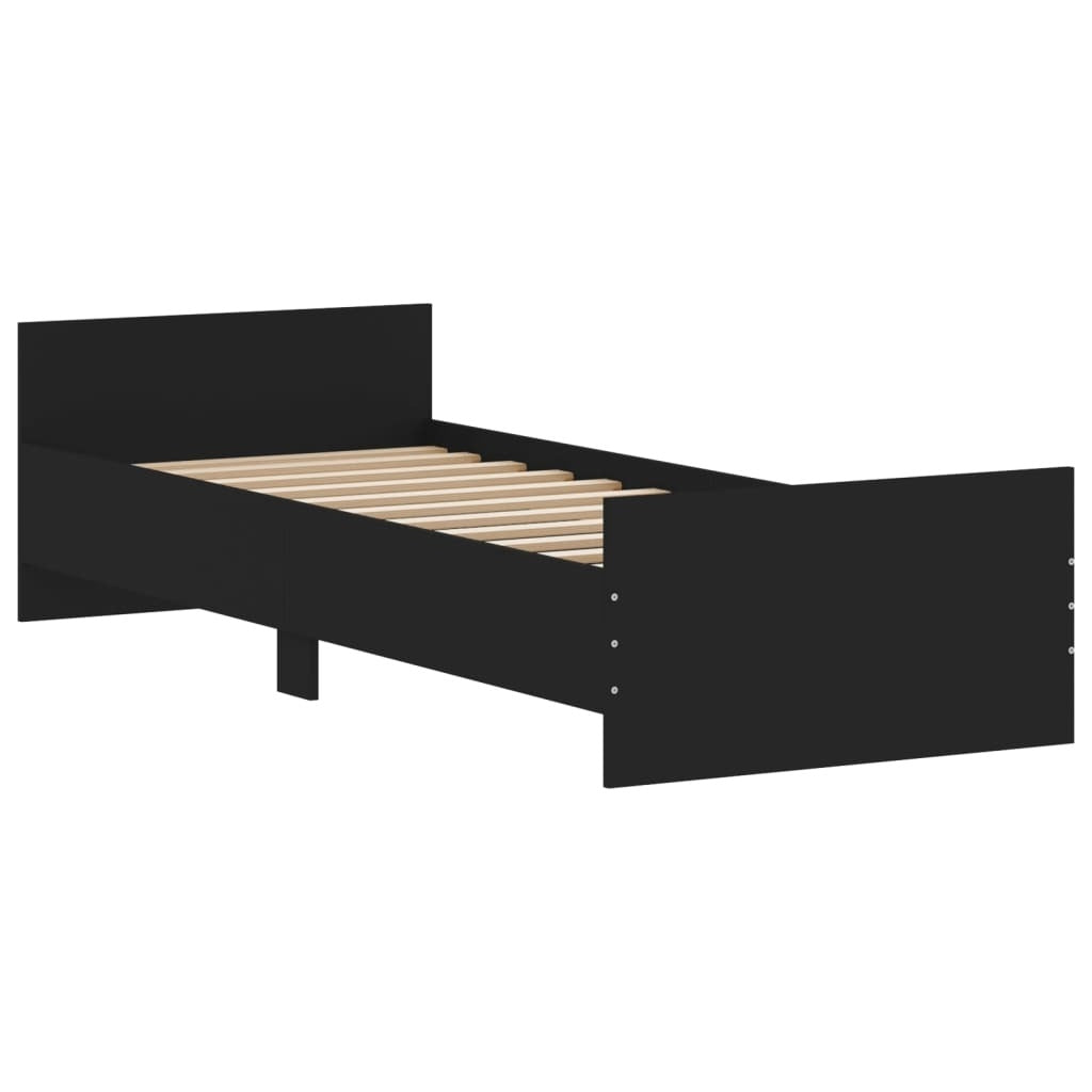 Bed Frame Black 75x190 cm Small Single Engineered Wood