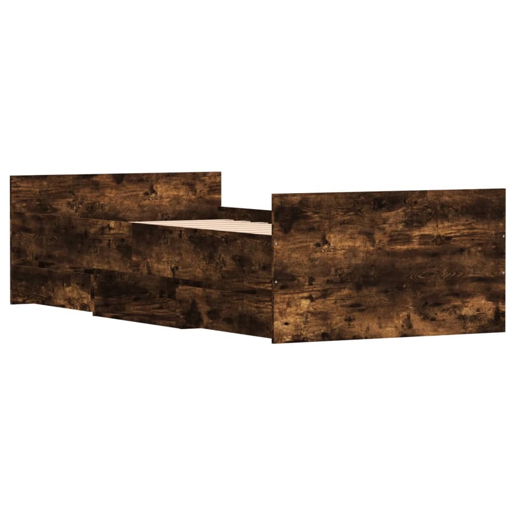 Bed Frame with Headboard and Footboard Smoked Oak 100x200 cm