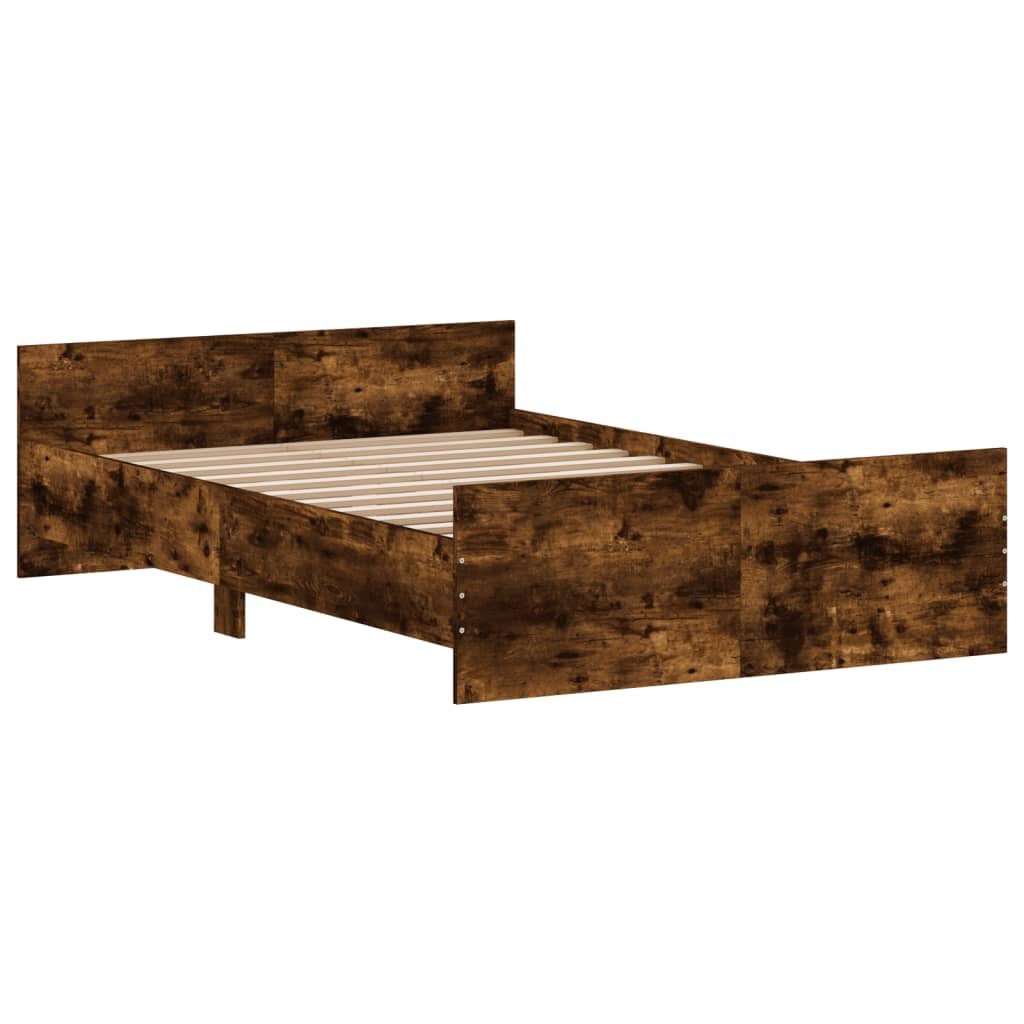 Bed Frame with Headboard and Footboard Smoked Oak 120x200 cm
