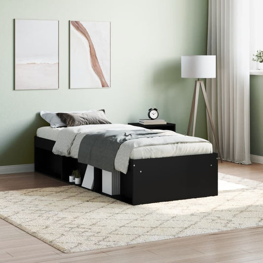 Bed Frame Black 75x190 cm Small Single