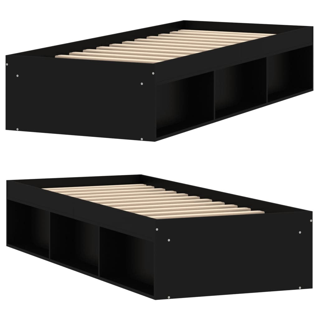 Bed Frame Black 75x190 cm Small Single