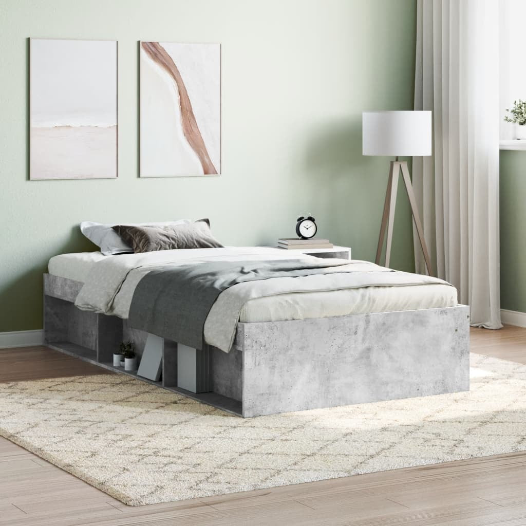 Bed Frame Concrete Grey 100x200 cm