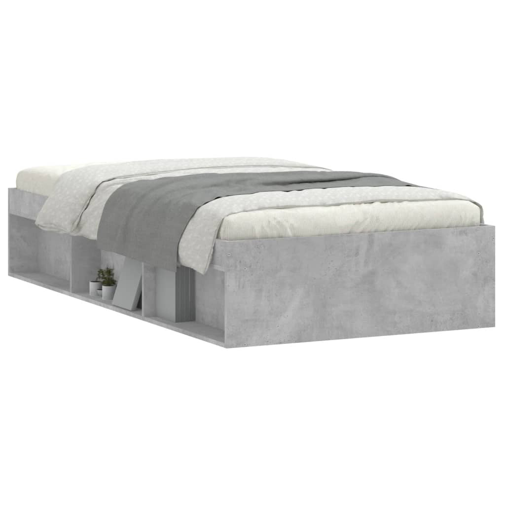Bed Frame Concrete Grey 100x200 cm