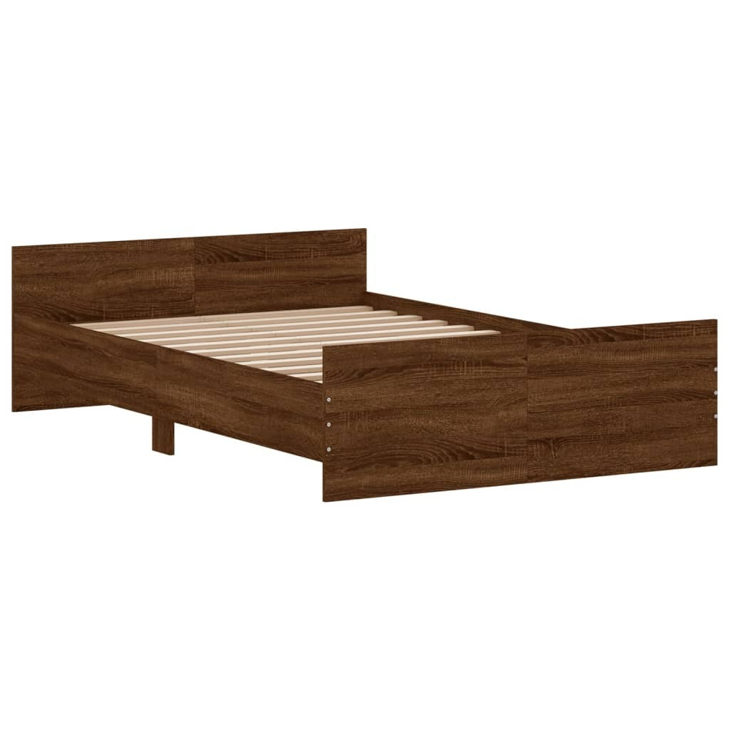 Bed Frame with Headboard and Footboard Brown Oak 120x200 cm