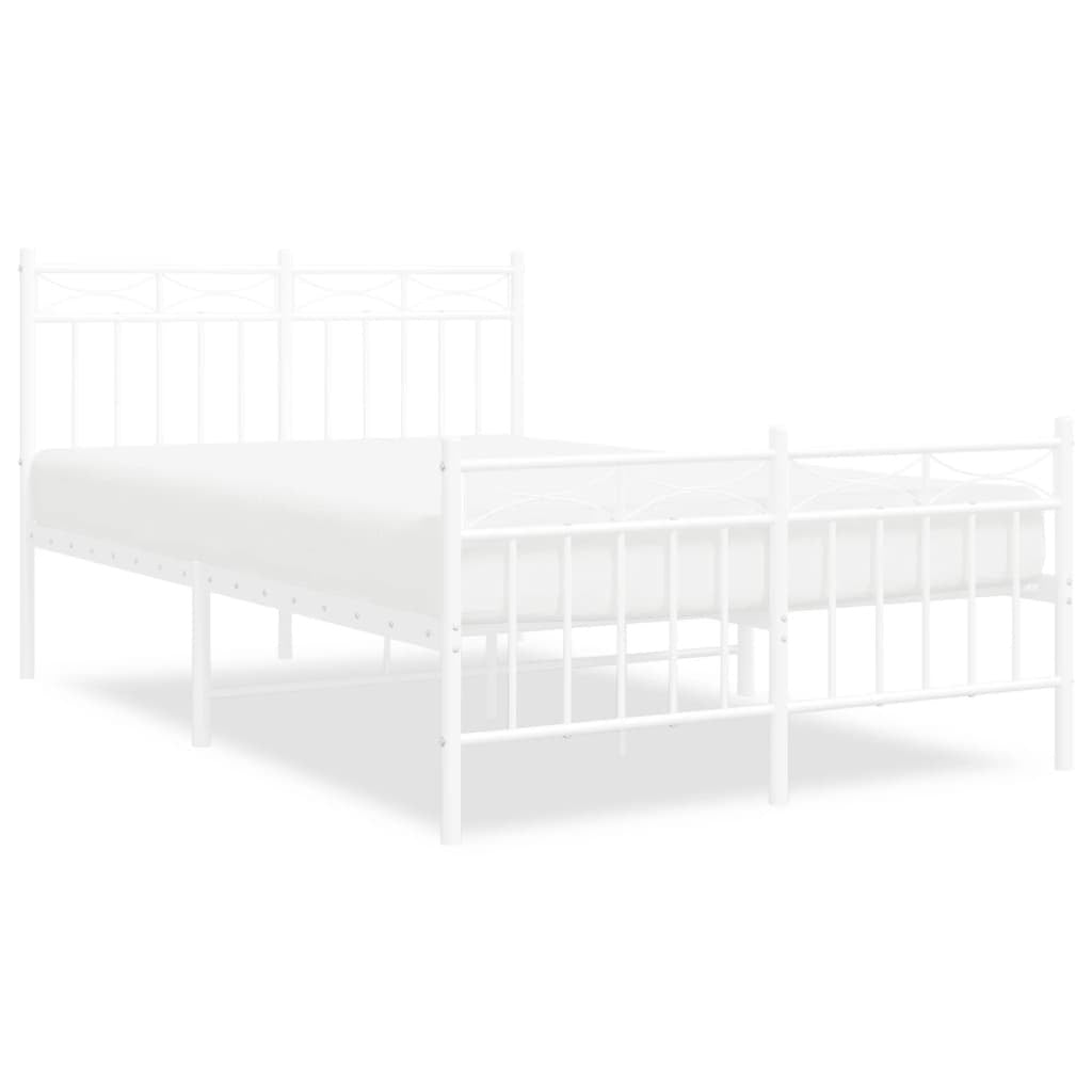 Metal Bed Frame with Headboard and Footboard?White 120x200 cm