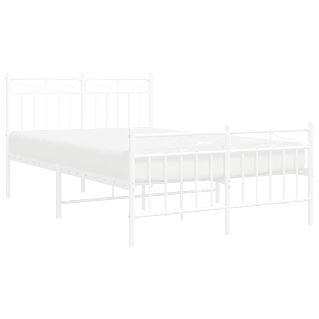 Metal Bed Frame with Headboard and Footboard?White 120x200 cm