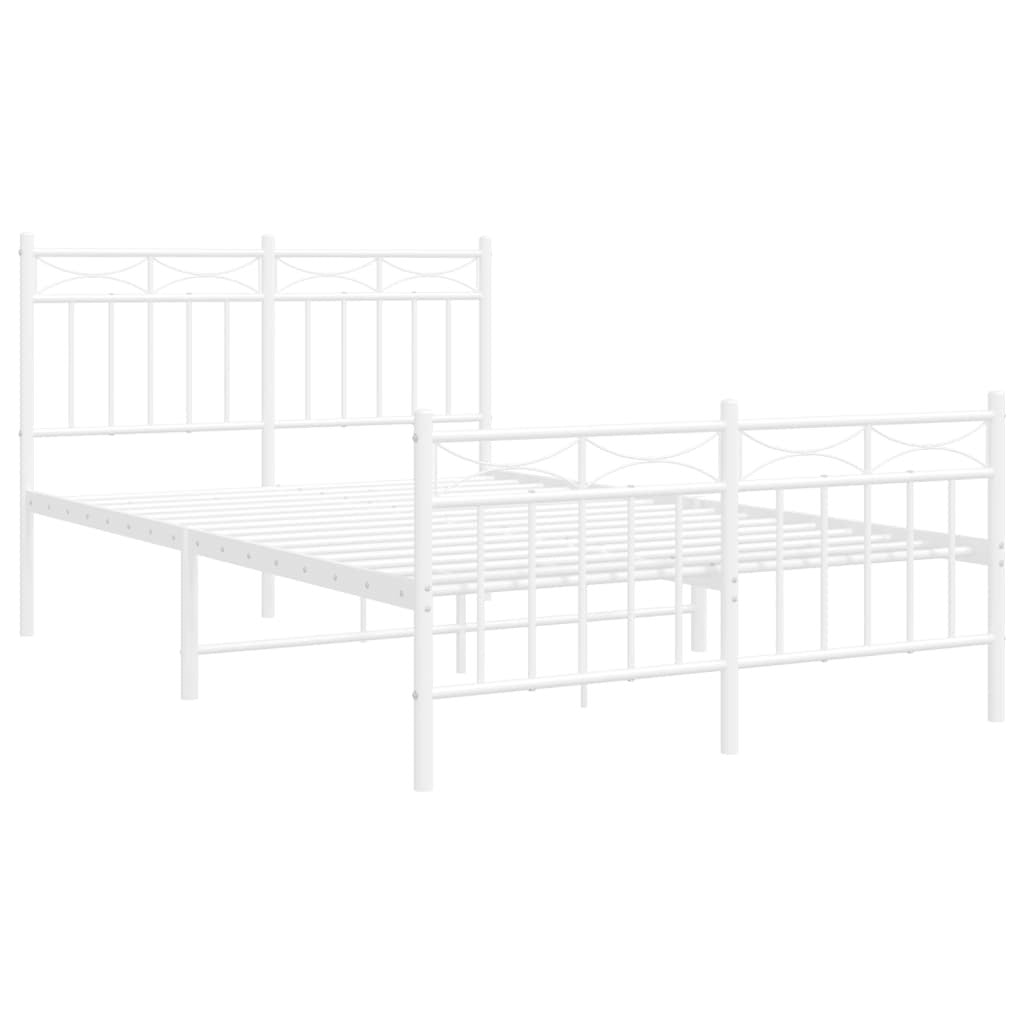 Metal Bed Frame with Headboard and Footboard?White 120x200 cm