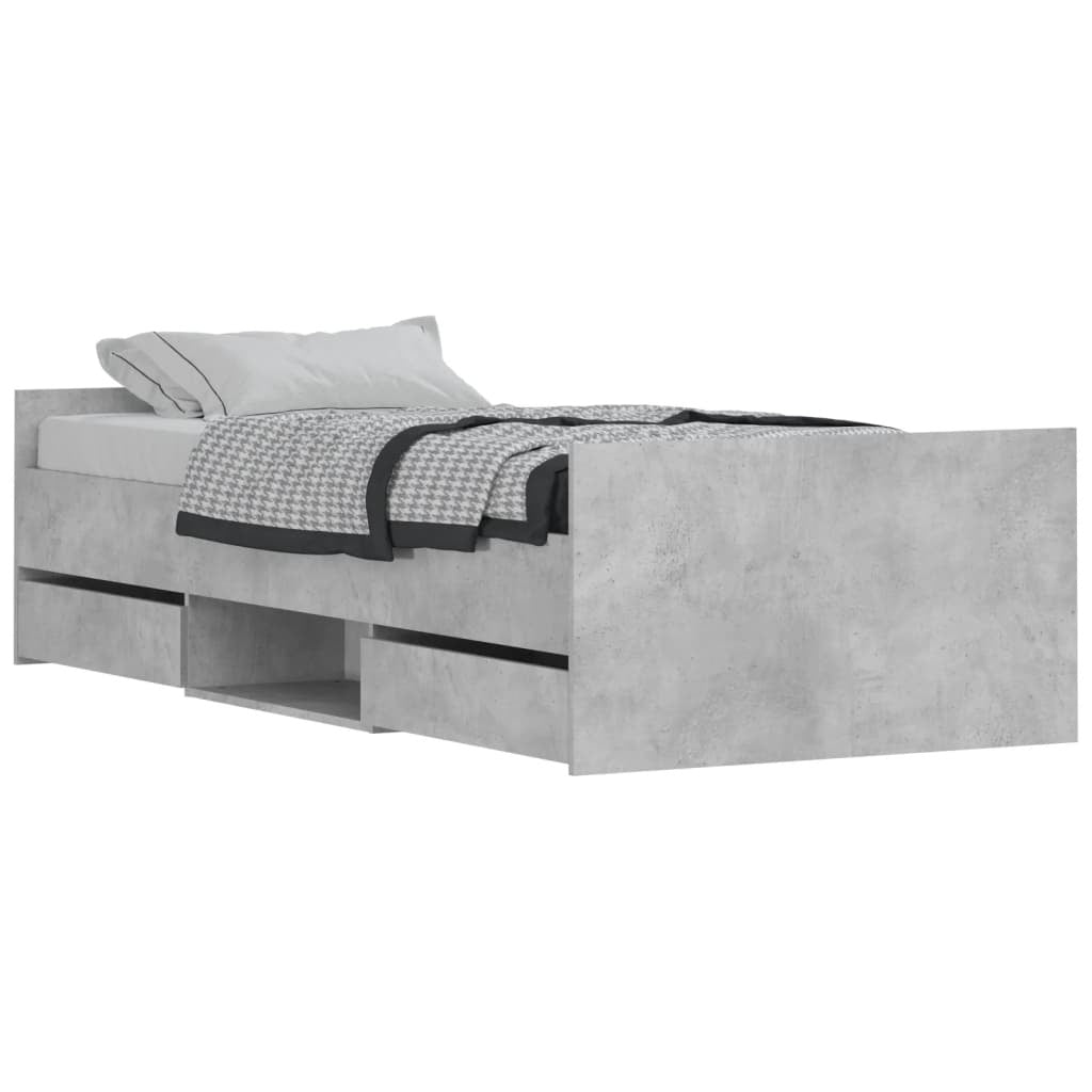 Bed Frame with Headboard and Footboard Concrete Grey 90x200 cm