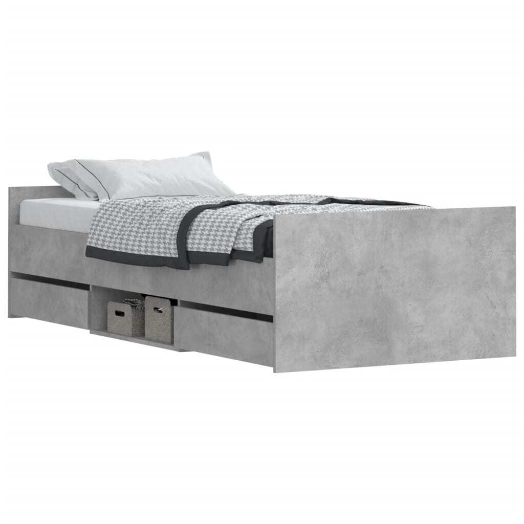 Bed Frame with Headboard and Footboard Concrete Grey 90x200 cm