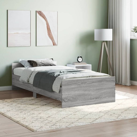 Bed Frame Grey Sonoma 100x200 cm Engineered Wood