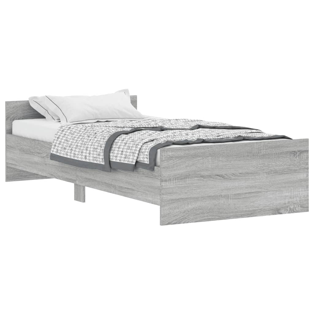 Bed Frame Grey Sonoma 100x200 cm Engineered Wood