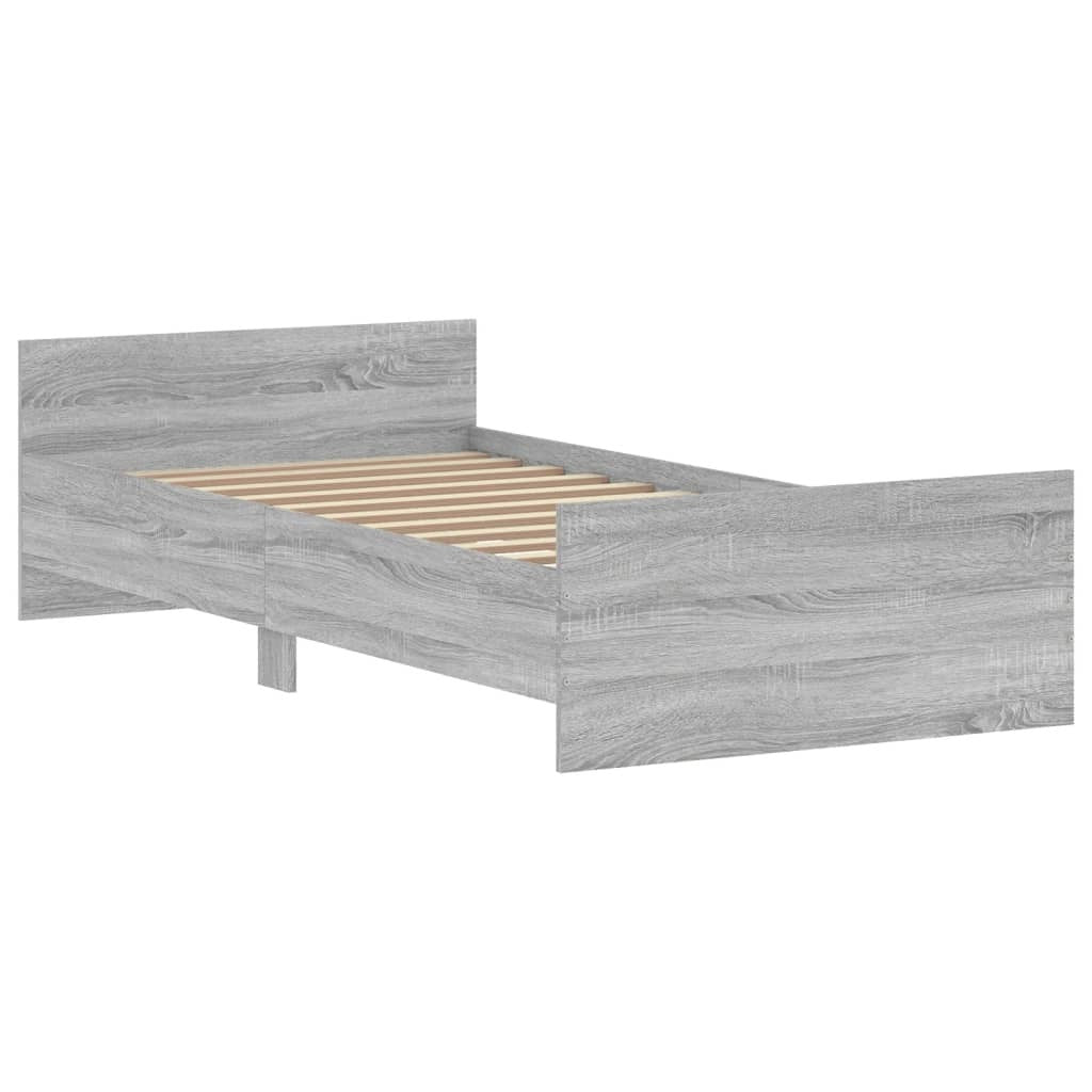 Bed Frame Grey Sonoma 100x200 cm Engineered Wood