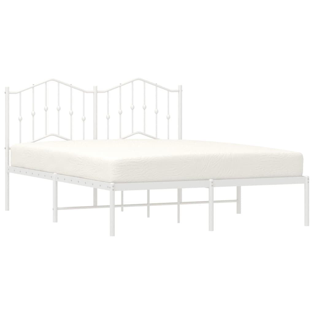 Metal Bed Frame with Headboard White 140x200 cm