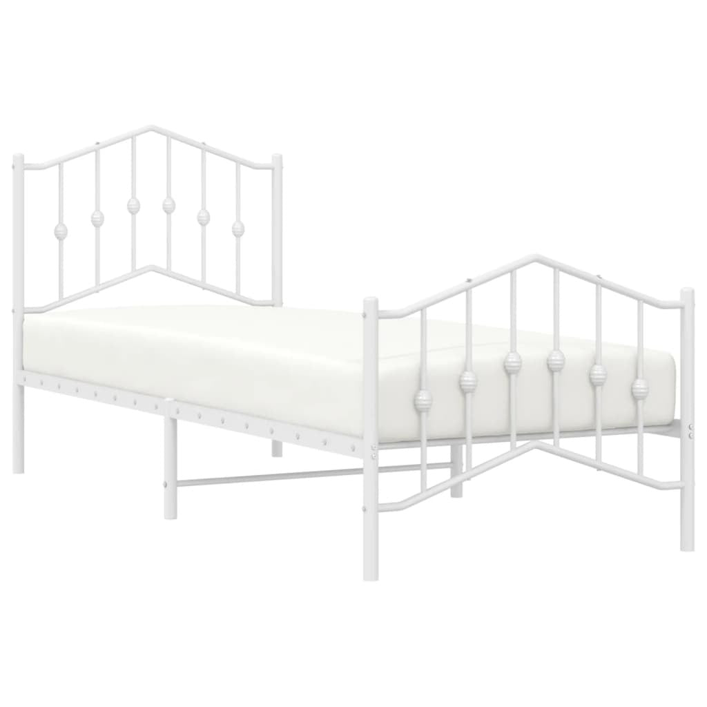 Metal Bed Frame with Headboard and Footboard?White 80x200 cm