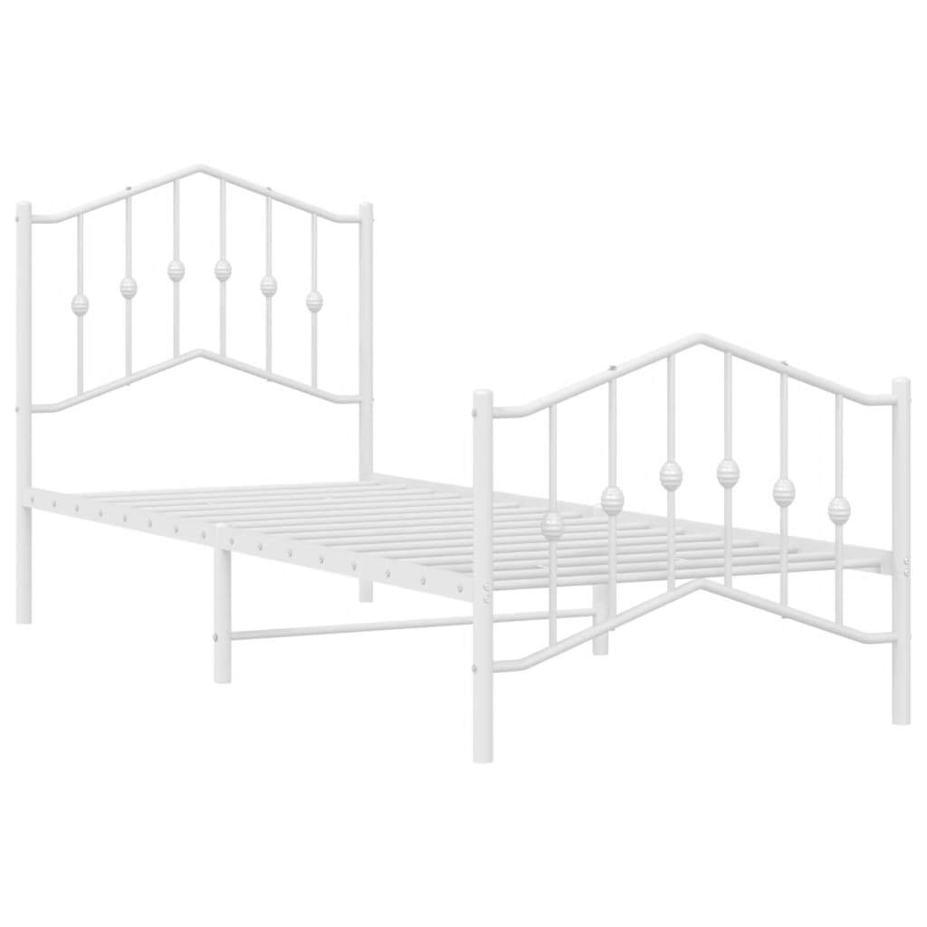 Metal Bed Frame with Headboard and Footboard?White 80x200 cm