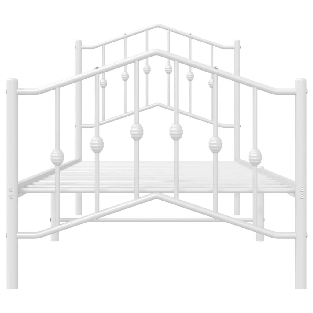 Metal Bed Frame with Headboard and Footboard?White 80x200 cm
