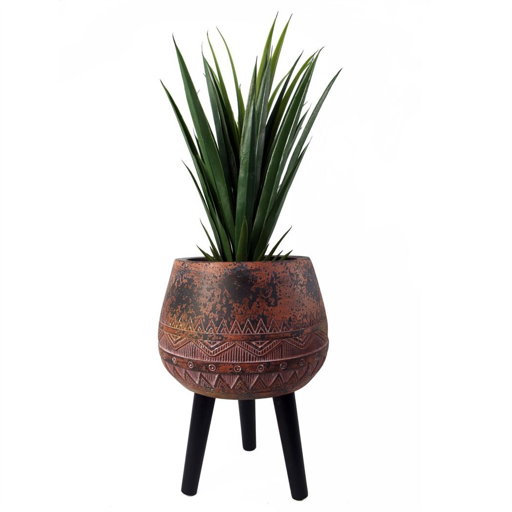 44cm x 30cm Large Zaturn Planter Brown / Black with Legs Large