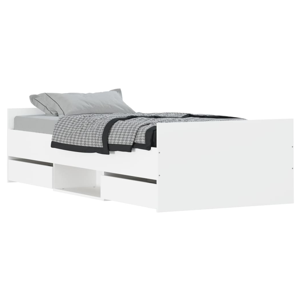 Bed Frame with Headboard and Footboard White 90x190 cm Single