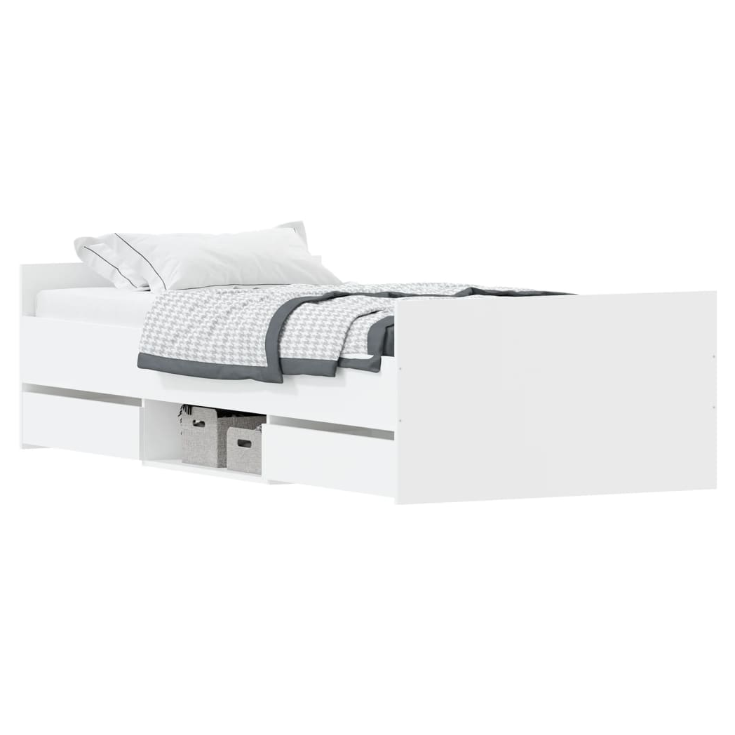 Bed Frame with Headboard and Footboard White 90x190 cm Single