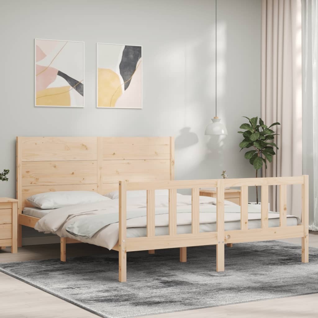 Bed Frame with Headboard 160x200 cm Solid Wood