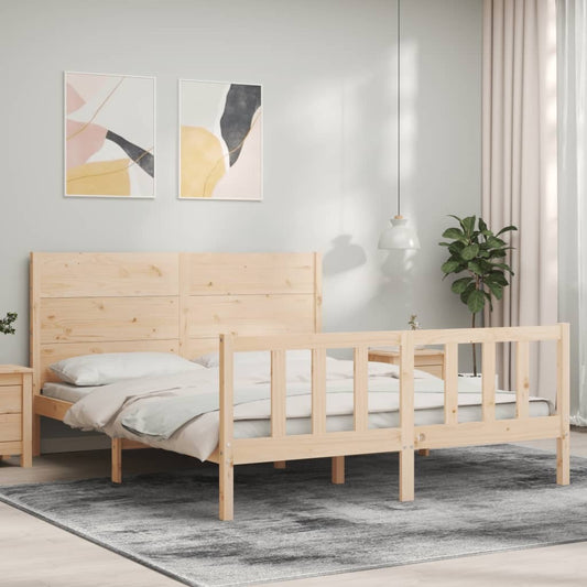 Bed Frame with Headboard 160x200 cm Solid Wood