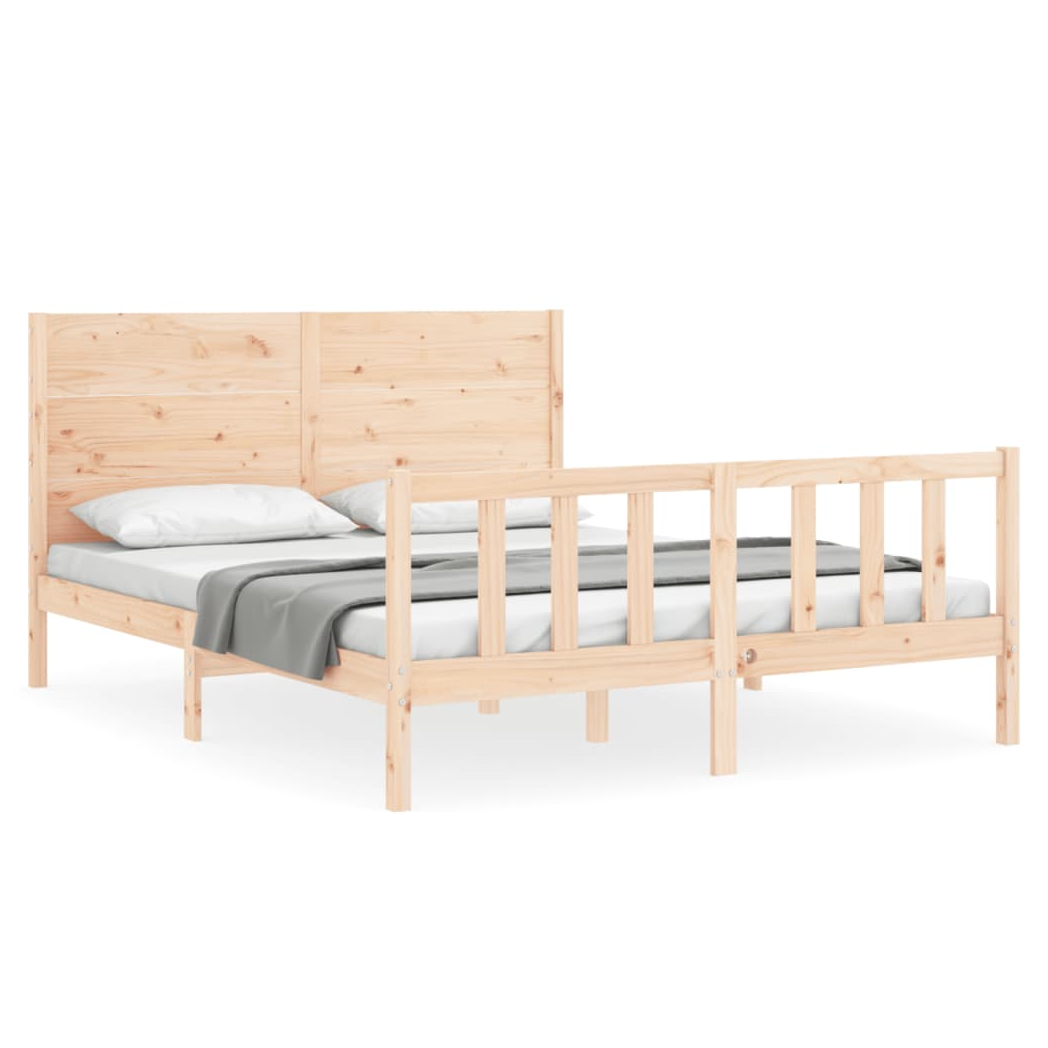 Bed Frame with Headboard 160x200 cm Solid Wood