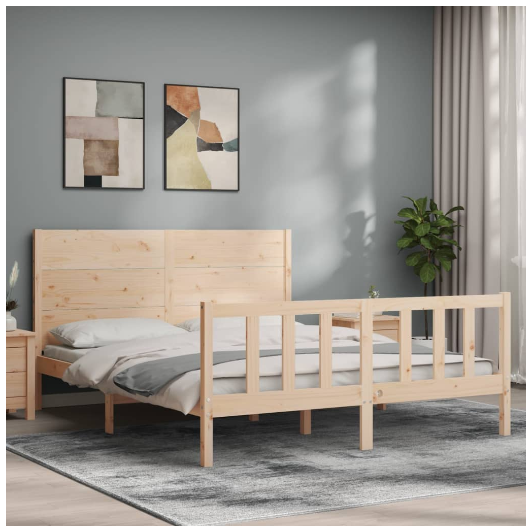 Bed Frame with Headboard 160x200 cm Solid Wood