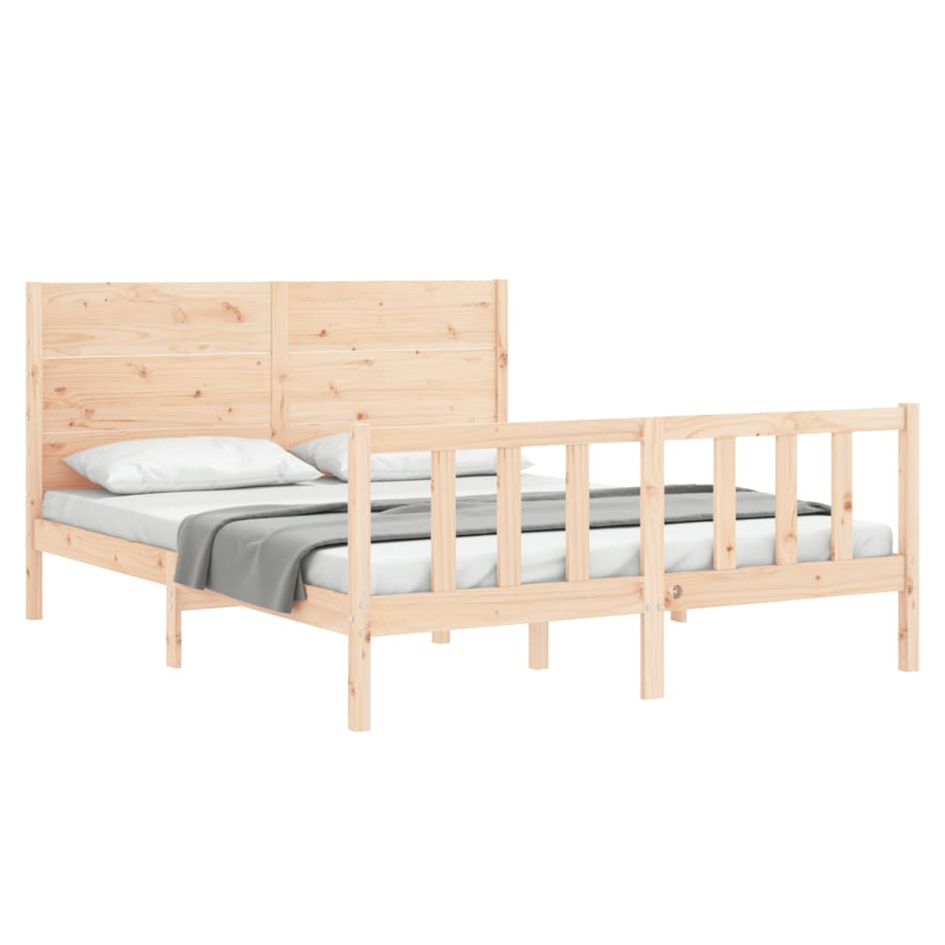 Bed Frame with Headboard 160x200 cm Solid Wood