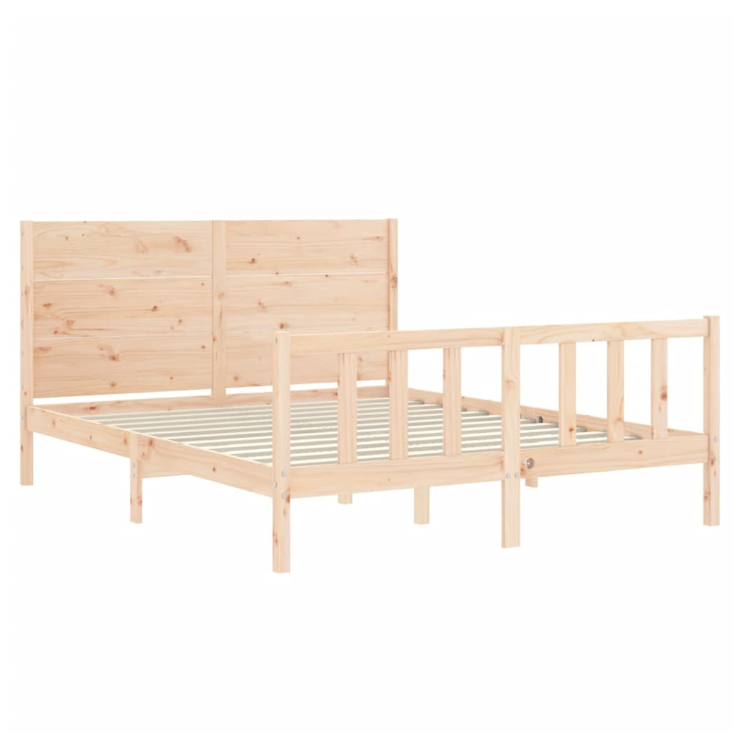 Bed Frame with Headboard 160x200 cm Solid Wood