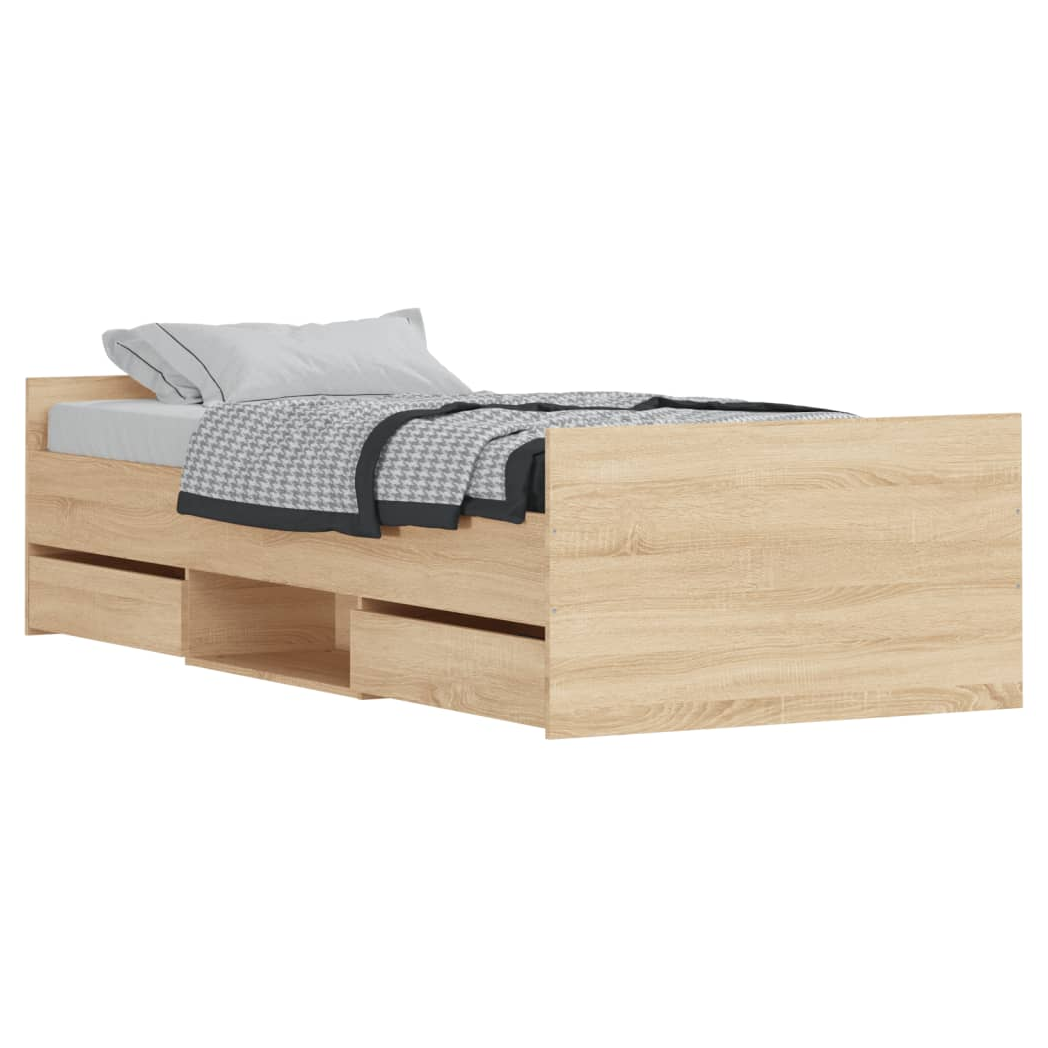 Bed Frame with Headboard and Footboard Sonoma Oak 90x190 cm Single