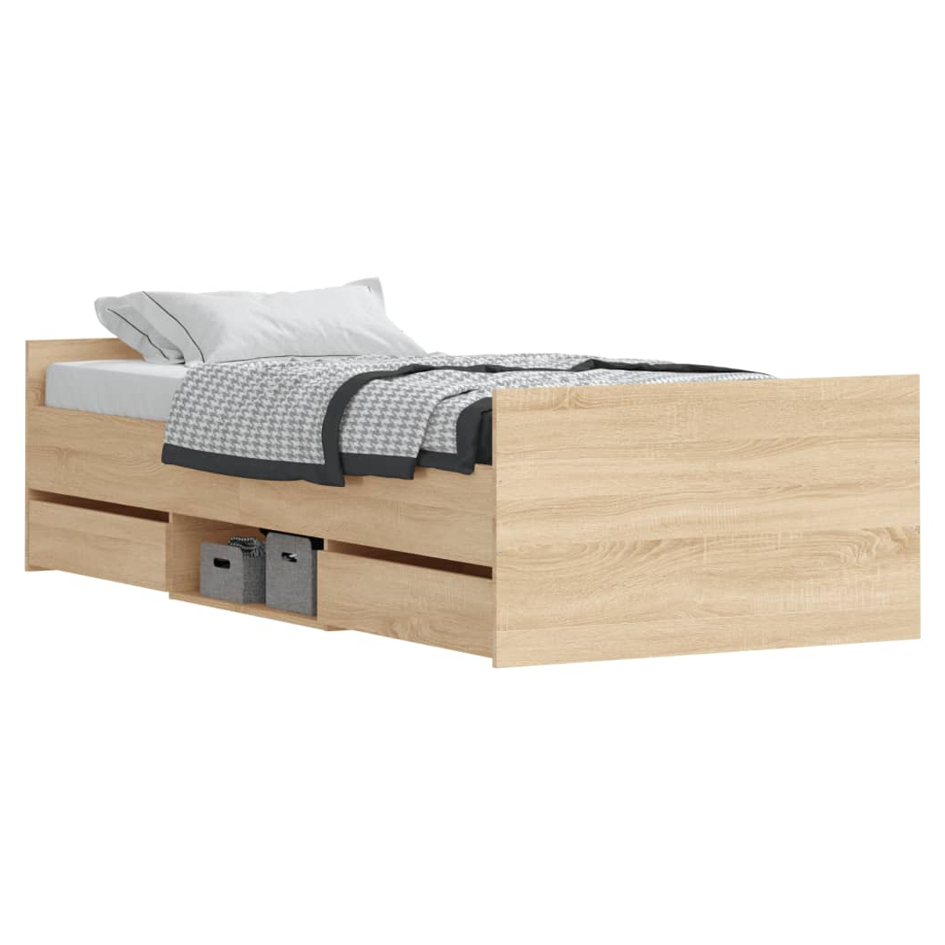Bed Frame with Headboard and Footboard Sonoma Oak 90x190 cm Single