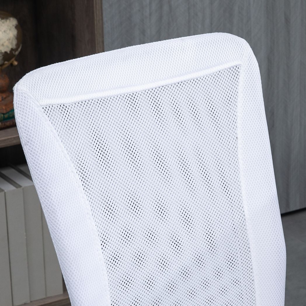 Vinsetto Armless Office Chair with Adjustable Height Mesh Back Wheels White