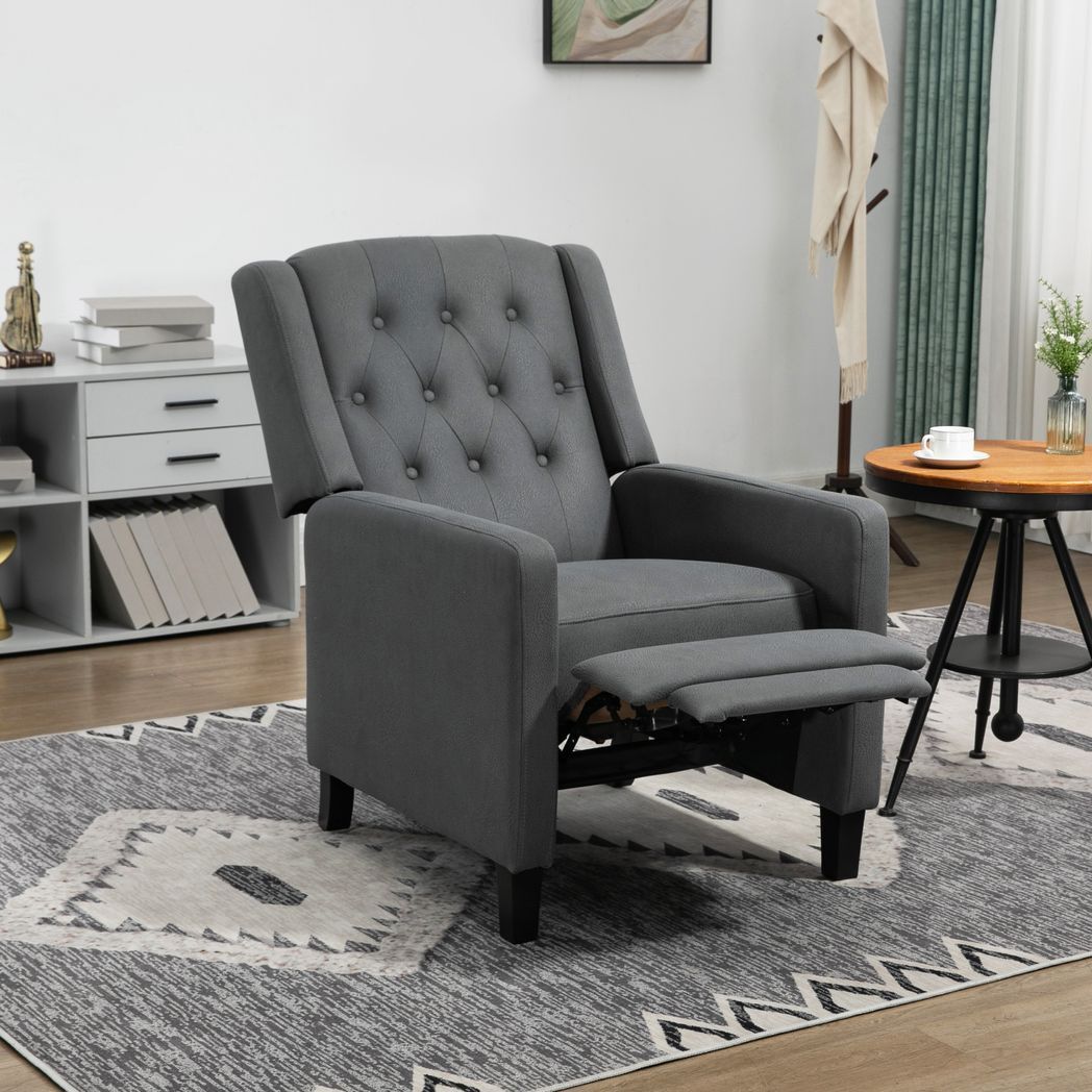 SvvalkaButton Tufted Microfibre Cloth Recliner Armchair for Living Room, Grey