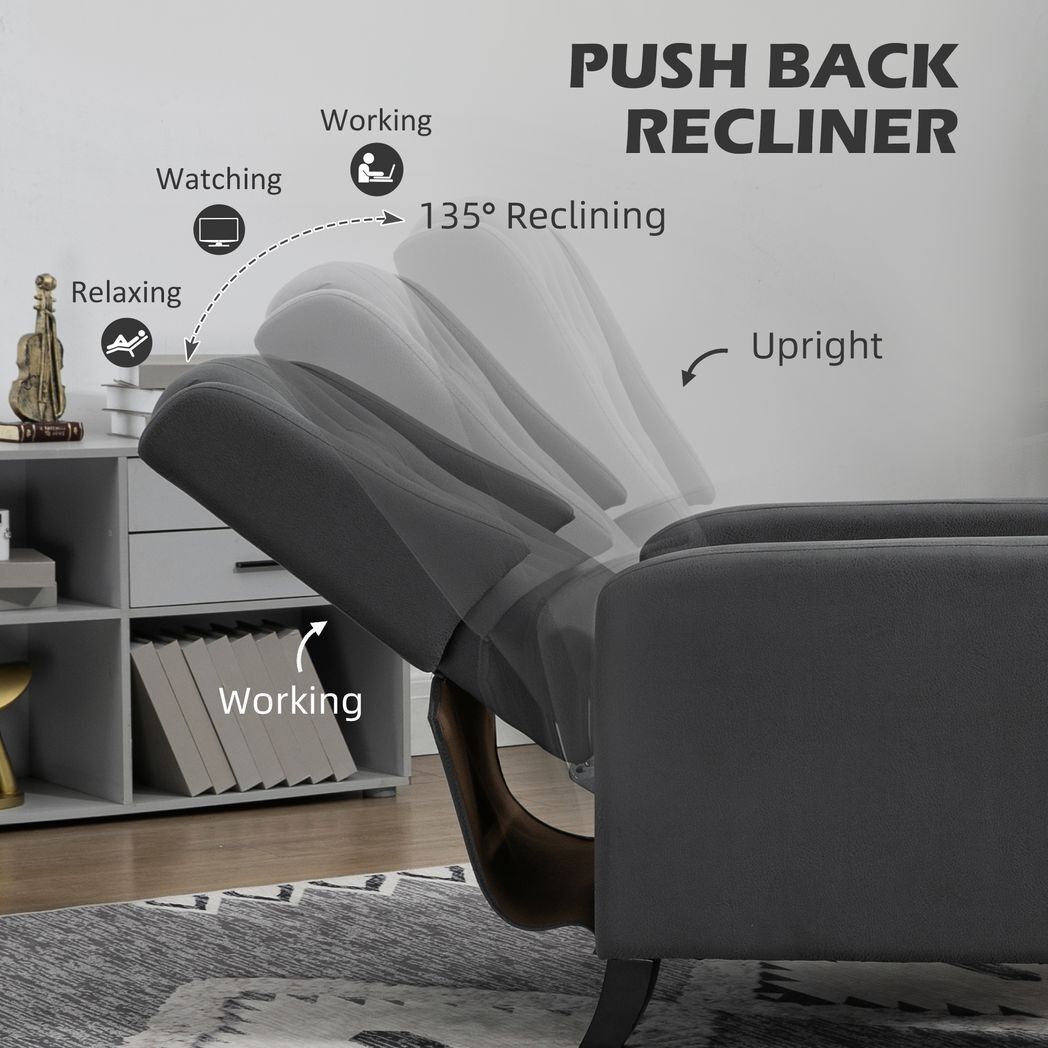 SvvalkaButton Tufted Microfibre Cloth Recliner Armchair for Living Room, Grey