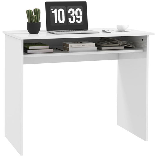 SvvalkaComputer Desk Writing Table Study Workstation Storage High Gloss White
