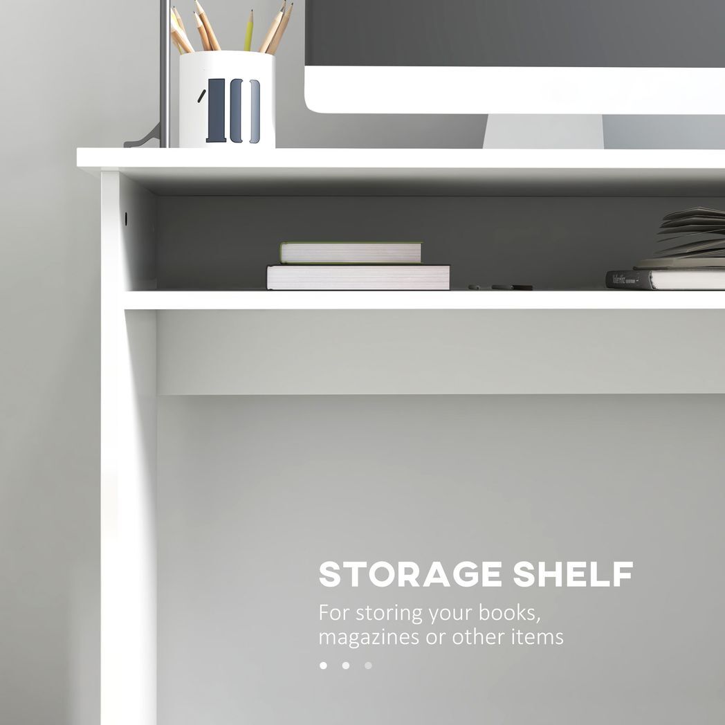 SvvalkaComputer Desk Writing Table Study Workstation Storage High Gloss White