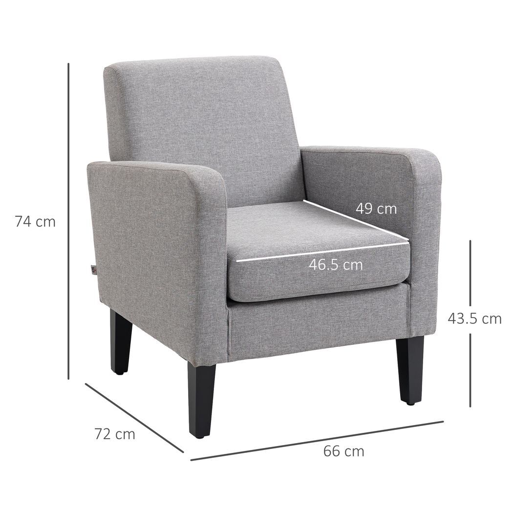 SvvalkaModern Armchair Accent Chair with Rubber Wood Legs for Bedroom Light Grey