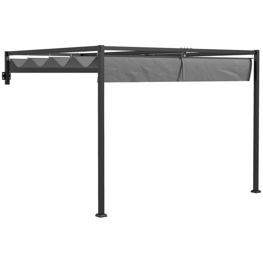 3 x 4m Wall Mounted Pergola with Retractable Sun Shade Canopy