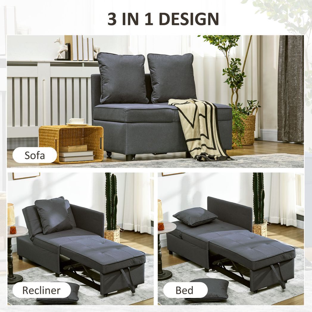 SvvalkaFolding Sleeper Sofa Bed Chair with Pillows, Pocket, Grey