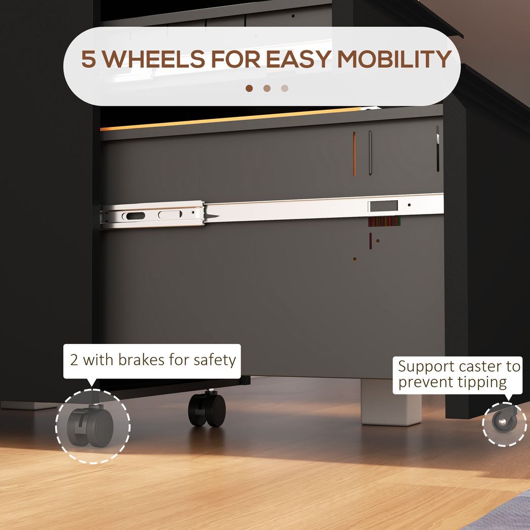 Vinsetto Steel File Cabinet with Lock and Hanging Bar for Letter A4 Legal Size